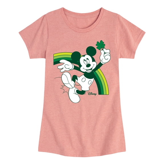 Disney - Mickey Green Rainbow - Toddler And Youth Girls Short Sleeve Graphic T-Shirt