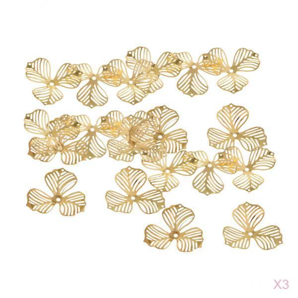 60 piezas Rodajas de Forma de Flor de Metal Dijes Perfecto para Collares, Pulseras, Tobilleras, Aretes, Soledad Encantos de filigrana Colgante de oro