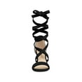 thumbnail image 2 of BLISSFUL STEP Women's Sandals Solid Color Mid Block Heels Lace up Sandals Black 9.5, 2 of 8