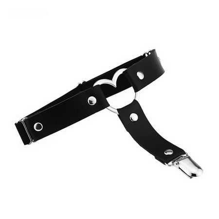 

Harajuku Women Sexy Punk Goth Heart Clothing Ring PU Summer Garter Leg Belt Leg Accessory Thigh Suspender Leather Spring Elastic