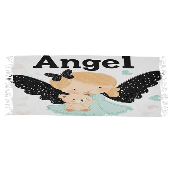 BZSMCE Women Scarf Angel Holding Bear Printing Simple Pattern Soft Warm Long Large Scarves