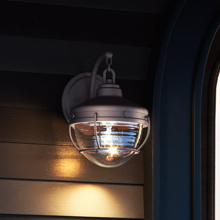 

Luxury Nautical Outdoor Wall Sconce 10 H x 8 W with Coastal Style Elements Industrial Design Oil Rubbed Bronze Finish and Ribbed Clear Glass UEX1050