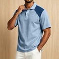 thumbnail image 7 of OIOLOYJM Golf Shirts for Men Raglan Short-Sleeve Relaxed Fit Cotton Linen Patchwork Casual Quick Dry Breathable Polo Shirts Fashion Business Workout Collared Tee Shirts Sky Blue 3XL, 7 of 7