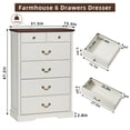 thumbnail image 2 of Joaxswe 47'' Tall 6 Drawer Dressers for Bedroom, Modern Wood Chest of Drawers for Living Room, Bedroom, White, 2 of 8