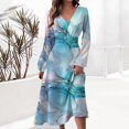 thumbnail image 2 of WTXUE Maxi Dresses, Elegant Long Sleeve A-Line V-Neck, Women Loose Plain Casual Long Dresses Pattern Maxi with Pockets Women's Plus, Blue Size S(US:4), 2 of 5
