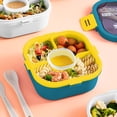 thumbnail image 2 of Injueey Contenedor de almuerzo apilable de 1200/1700ml, ensaladera, 4 compartimentos para comida, buen sellado, fiambrera sellada para niños, viaje Cocina y Comedor Azul 1200M Injueey HA073026-02, 2 of 6