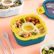 thumbnail image 2 of Matsuzay Contenedor de almuerzo apilable, ensaladera con cubiertos, salsa de 4 compartimentos, a prueba de fugas, buen sellado, fiambrera para estudiantes Cocina y Comedor Blanco 1700ML Matsuzay HA073026-03, 2 of 6