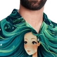 thumbnail image 5 of Mermaid Men's Short Sleeve Spread Collar Hawaiian Shirts, Casual Printed Button Down Summer Beach Tops, Unisex Men's Shirts, 5 of 6