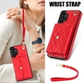 thumbnail image 3 of Allytechgroup for Samsung Galaxy A13 4G Wallet Case with 5 Cards Holders, Detachable Hand Strap & Shoulder Lanyard RFID Blocking Shockproof Protective Phone Case for Girls Women, Red, 3 of 8
