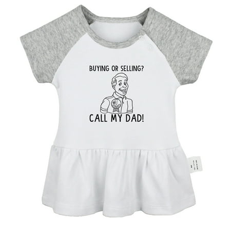 

iDzn Buying Or Selling Call My Dad Funny Dresses For Baby Newborn Babies Skirts Infant Princess Dress 0-24M Kids Graphic Clothes (Gray Raglan Dresses 18-24 Months)