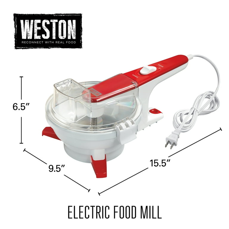 Weston Stainless Steel Food (61-0101-W) 1 Quart Capacity, 3 Milling Discs,  Dishwasher Safe