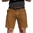 thumbnail image 2 of Domuza Men's Classic-Fit Chino Short Summer Stretch Waist Cotton Twill Casual Dress Shorts with Pockets Light Brown L, 2 of 4