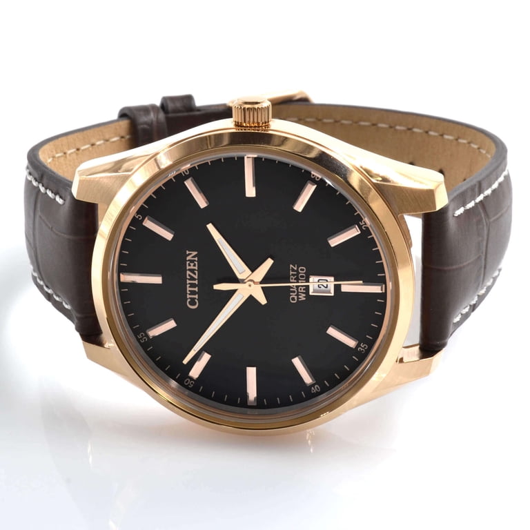 Citizen Quartz Ladies Watch with Rose Gold-Tone Hands, Brown 