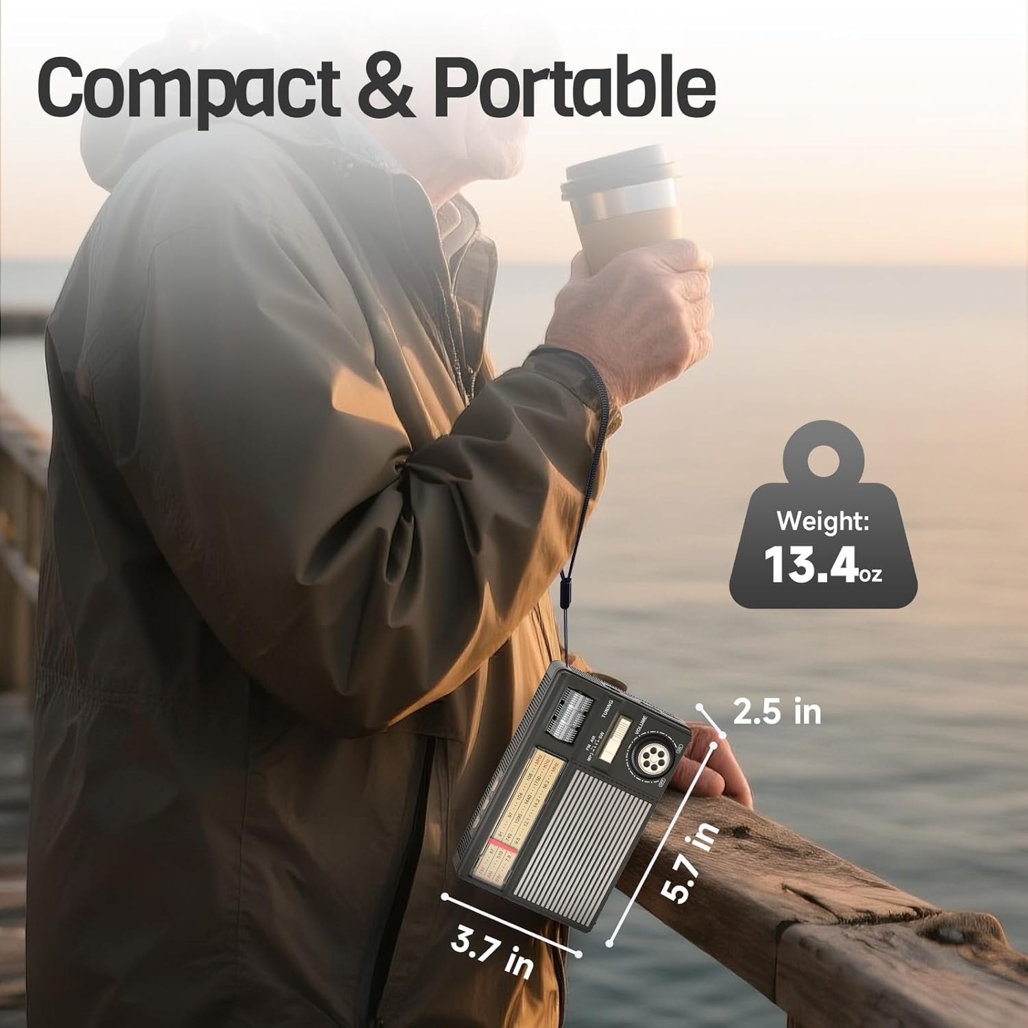 Portable Radio FM/AM/SW,Retro Bluetooth Speaker,Vintage Transistor Radios,TF Card/USB Playback,USB-C/Solar Battery Operated,Lanyard,Small Radios for Home Kitchen Outdoor,Gifts for Seniors Elderly