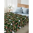 thumbnail image 4 of Mushroom Frog Full Size Flat Sheet, Wrinkleproof & Fadeproof Cooling Flat Bed Sheet Only, Coffee Bread Dark Green Background Breathable Soft Bedding Top Sheets 81 x 96 Inches, 4 of 8