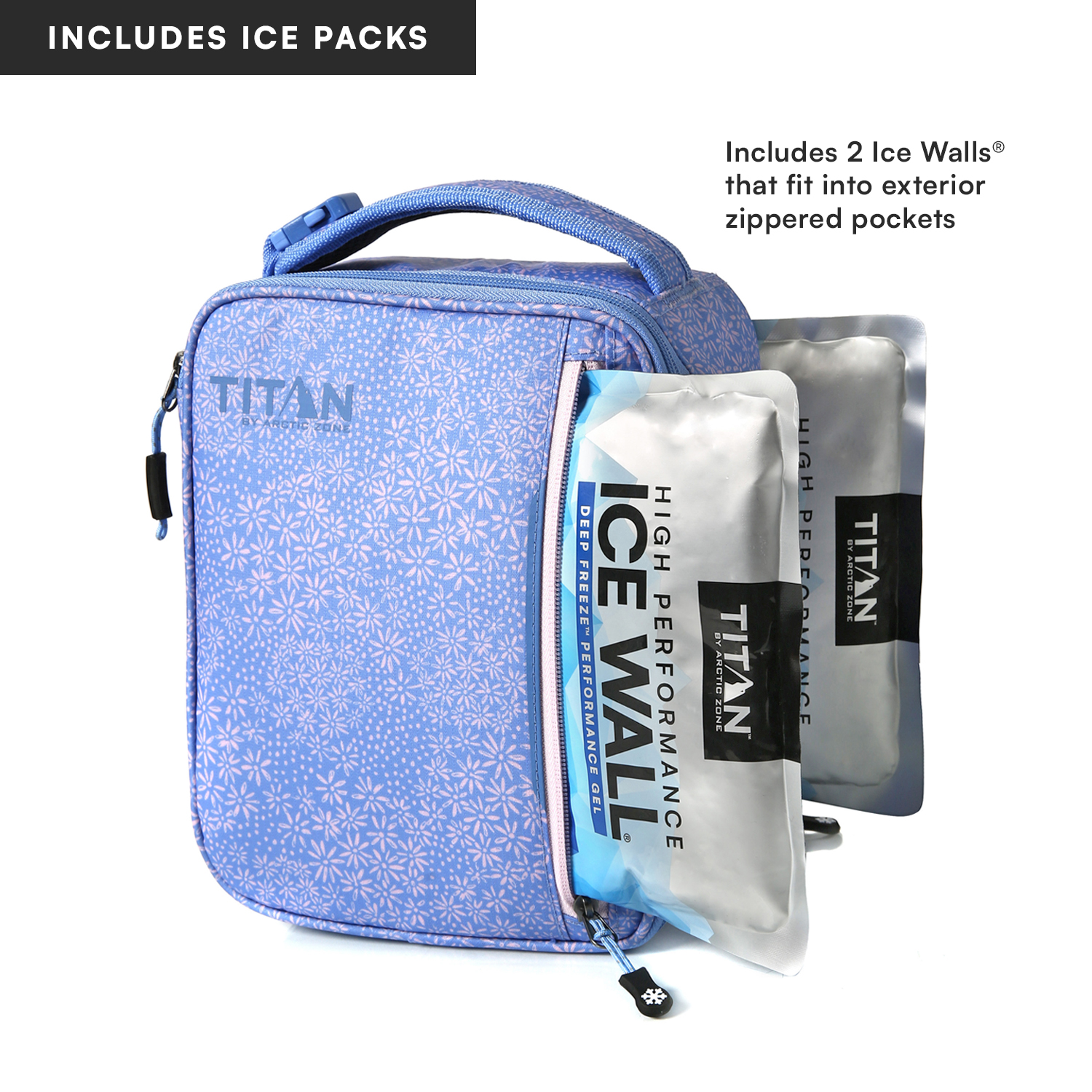 Titan by Arctic Zone Fridge Cold Insulated Lunch Box with Reusable Ice Walls - Blooming Daisies