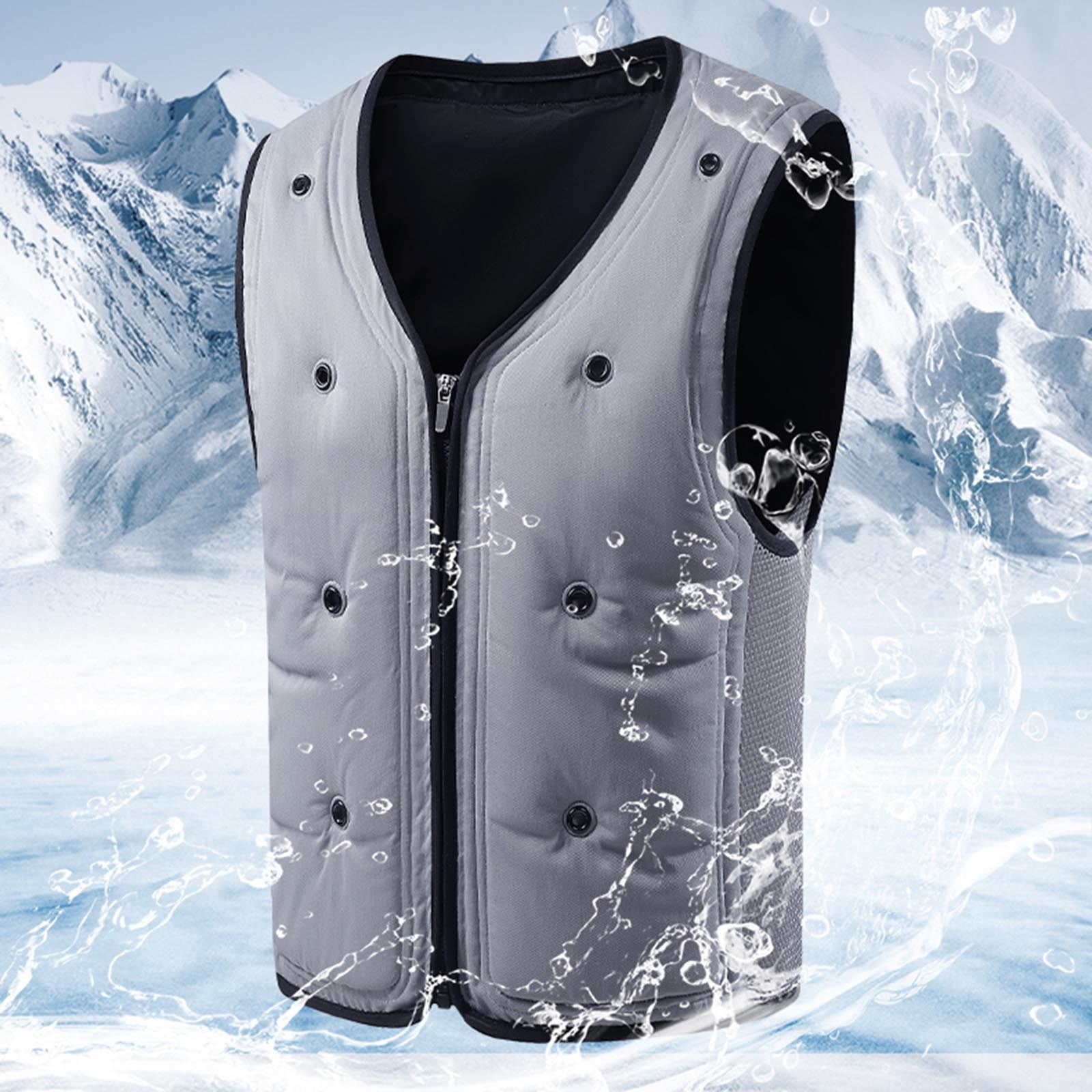 BVOFAR Evaporative Cooling Vest for Men Big and Tall Wearer Stays Cool and Dry Lightweight Zip Up Vest Jackets for Outdoor Work Running Hiking Cycling Gray L
