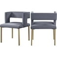 thumbnail image 1 of Meridian Furniture Caleb Gray Velvet Dining Chair (Set of 2), 1 of 5