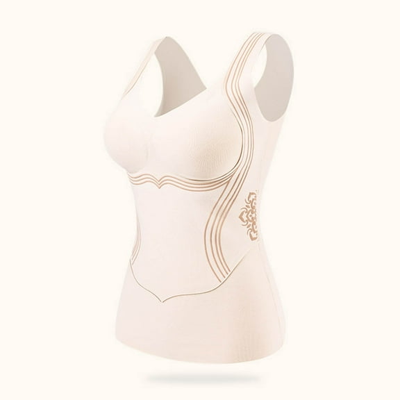 Womens Thermal Tank Tops Built in Bra Warm Underwear High Stretch Sleeveless Camisoles Comfy Soft Base Layer Vest