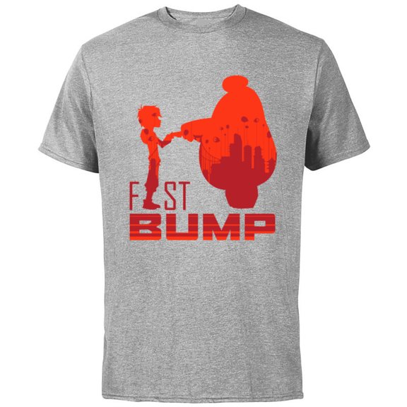 Disney Big Hero 6 Hiro and Baymax Fist Bump Friends T-Shirt - Short Sleeve Cotton T-Shirt for Adults - Customized-Athletic Heather