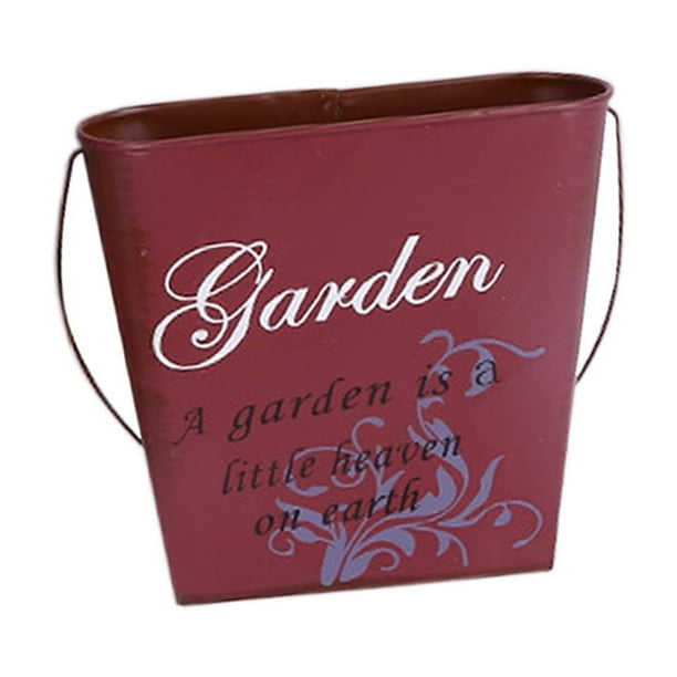 de Hojalata de Metal Retro Creativo para Colgar en , Maceta de SGarden rojo