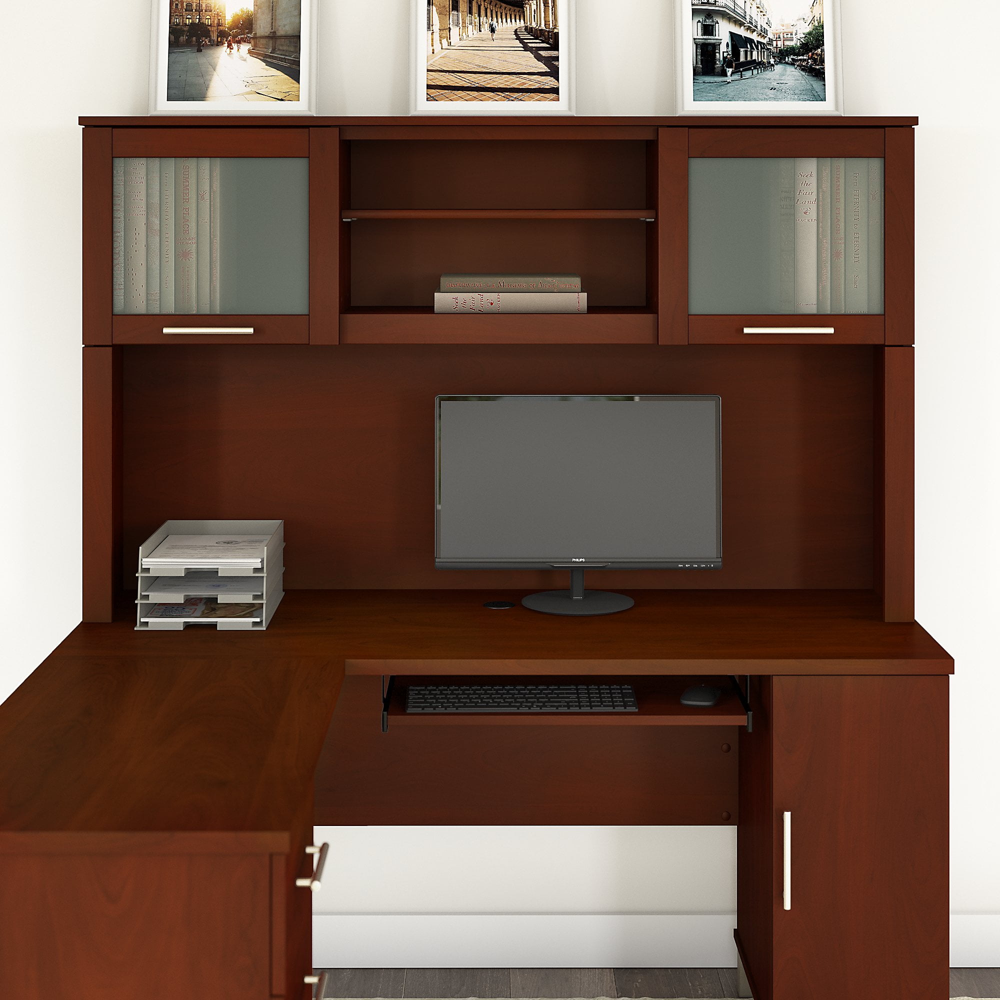 Bush Furniture Somerset 60w Hutch For L Shaped Desk In Hansen