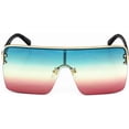 thumbnail image 3 of GFDYREE FLAWLESS EYEWEAR Oversized Flat Top Square VINTAGE RETRO SHIELD VISOR Style Aviator SUNGLASSES, Blue Yellow Pink, Oversized, 3 of 4