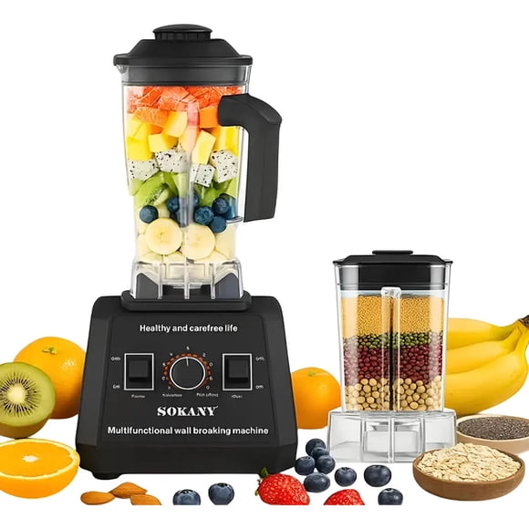 Licuadora Multiusos SOKANY 5000w 9 Velocidades 2 En 1 Procesador Color Negro