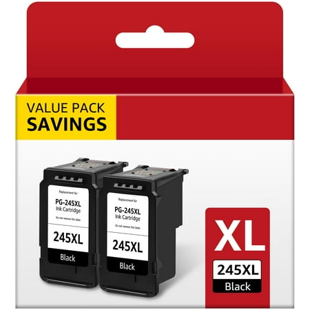245XL Black Ink Cartridges Replacement for Canon Ink 245 PG 245 for Pixma MX490 MX492 MG2522 TS3100 TS3122 TS3300 TS3322 TR4500 TR4520 TR4522 Printer (2 Black)