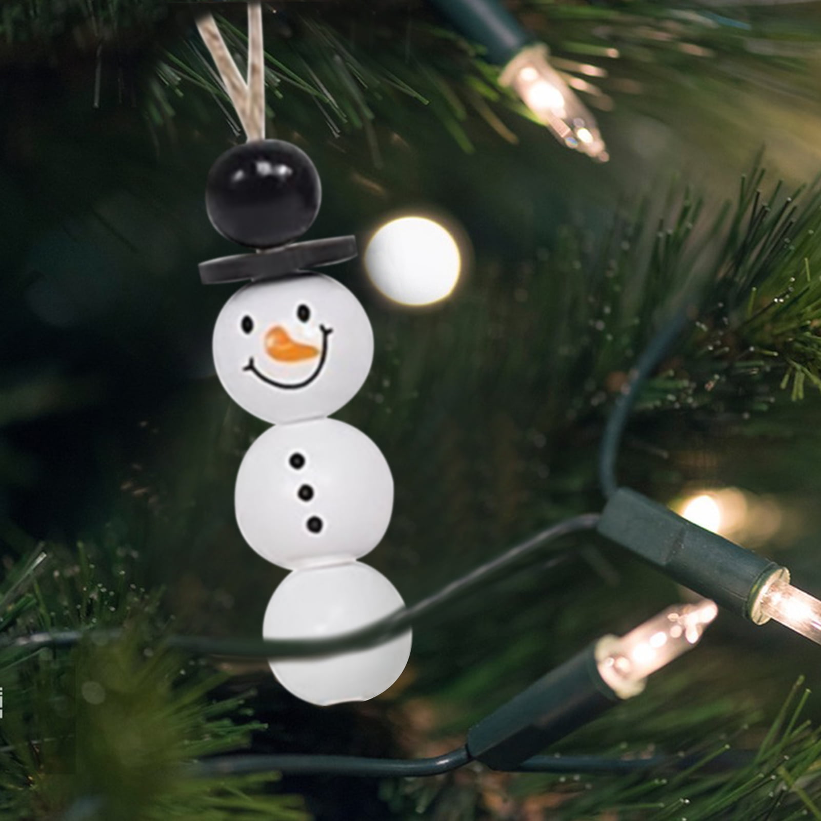 Opvise 50/100Pcs Christmas Snowman Wooden Beads Heavy Duty DIY Craft Handmade Bracelet Necklace Jewelry Making Cartoon Snowman Loose Beads Kit for Christmas 100pcs