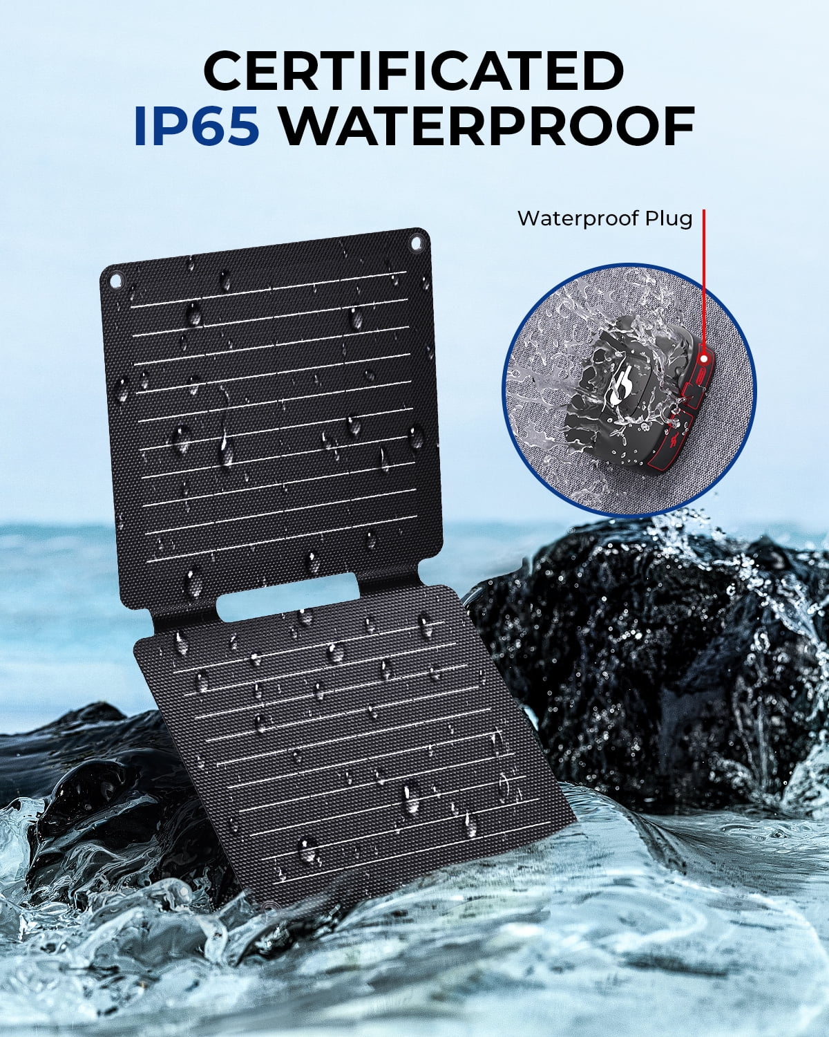 BigBlue 10W ETFE Solar Panel Charger with USB-A and USB-C, Portable Solar Phone Charger with Kickstand for Camping, IP65 Waterproof, Compatible with iPhone 14/13/X/8, Tablet, Samsung, LG