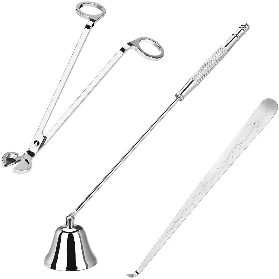 Candle Wick Dipper Flame Snuffer Extinguisher Silver embossed Smokeless 
