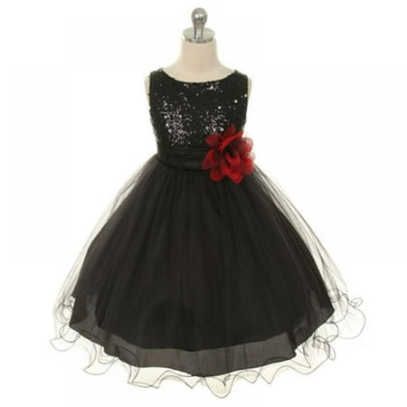 

Little Girls Sequin Mesh Tull Dress Sleeveless Flower Party Wedding Ball Gown 3-10Y