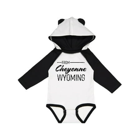 

Inktastic From Cheyenne Wyoming in Black Distressed Text Gift Baby Boy or Baby Girl Long Sleeve Bodysuit