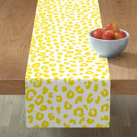 

Cotton Sateen Table Runner 90 - Summer Leopard Yellow Animal Cheetah White Print Lemon Bright Print Custom Table Linens by Spoonflower