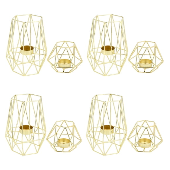 8x Candelabros Candelita de Metal Geométrico Dorado para Decoraciones de Sala de Estar Y Baño