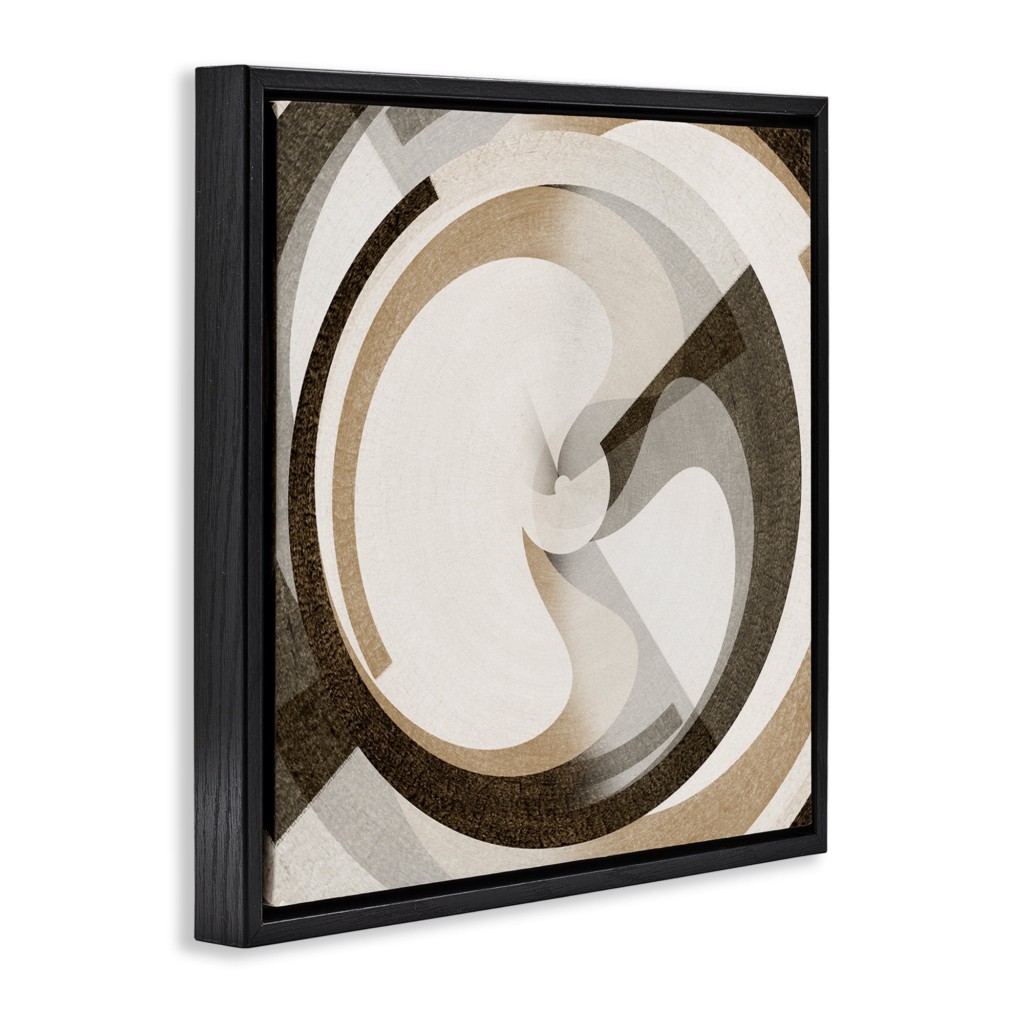 Stupell Industries Neutral Tones Vortex Abstract Painting Black Floater Framed Canvas Art Print Wall Art, 25 x 25