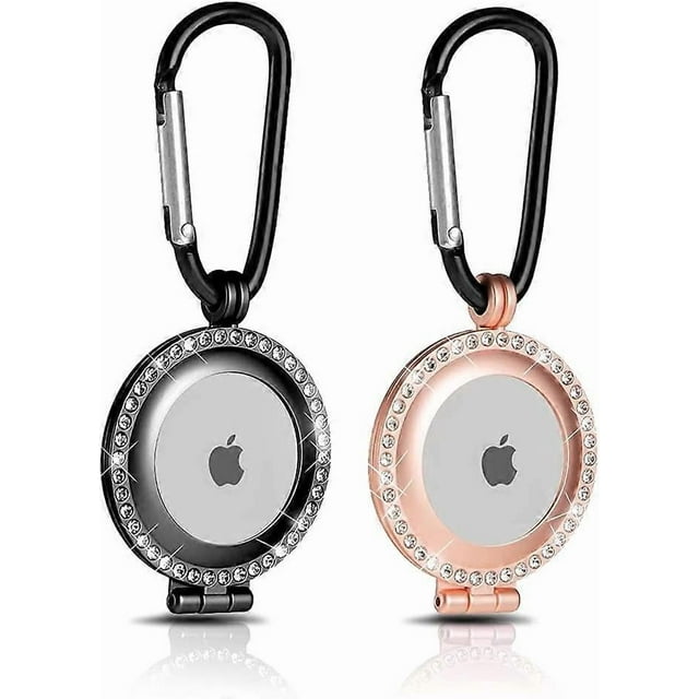 AirTags Case Compatible with Apple AirTags,2 Pack Anti-Lost AirTag Keychain/ AirTag Holder,Metal Case Rhinestone Anti-Scratch Case Cover for Airtag Do