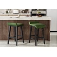 thumbnail image 3 of Modern Comfort Counter Height Bar Stools Set of 2 – Upholstered Faux Leather Chairs, Sturdy Wood Legs, Low Back & Footrest, Perfect for Kitchen Island, Patio – Deep Green, 2 Pieces, 3 of 6