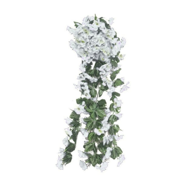 Flores Colgantes Artificiales de Violeta, Cesta de Glicina para Pared, Guirnalda de Flores Colgantes, Orquídea de Seda Falsa