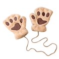 thumbnail image 3 of Fgnfyis Winter Gloves for Women Cat Half Finger Bear Fingerless Cute Thick Lined Cartoon Warm Neck Hanging Plush Mittens Beige, 3 of 3