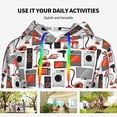 thumbnail image 4 of Fotbe Modern Life Pattern Womens Long Sleeve Hoodie, Pullover Hooded Sweatshirt, Kangaroo Pocket Hoodie with Eye-catching Drawstrings-Medium, 4 of 7