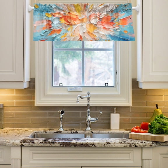 Watercolor Colorful Curtain Valances Farmhouse Design Window Treatment Decor Blackout Rod Pocket for Windows Living Room Kitchen 54" x 18"