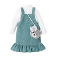 thumbnail image 2 of Conjunto de tres piezas para niñas, top de manga larga, vestido camisola con cinturón liso y bolso, de 4 a 7 años, 2 of 8