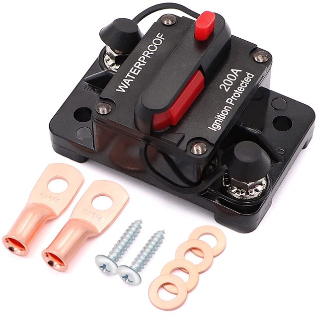 Czcpp-20 0 Ampères de Disjoncteur avec Fils de Réinitialisation Manuelle Rondelles en Cuivre et Vis pour Voiture Marine Trolling Moteurs Bateau ATV Protection Manuelle pour Système Audio Fusible, 12V-48VDC