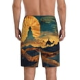 thumbnail image 4 of Lsque Sunset Desert Journey Mens Sleep Pajama Shorts,Short Pajama Pants, Cotton Ultra-Soft Knit-Small, 4 of 9