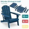 thumbnail image 6 of Hidpriva Outdoor Folding Adirondack Chair with Cup Holder, HDPE Weather Resistant Fire Pit Chair, Blue(Set of 2), 6 of 7