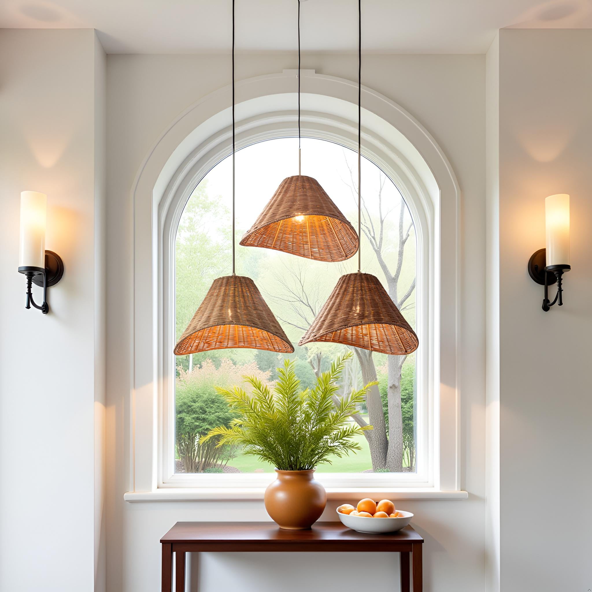3 Pieces Lamp Shades rattan"Bell"Design  For Pendant Chandeliers  Replacement Shades