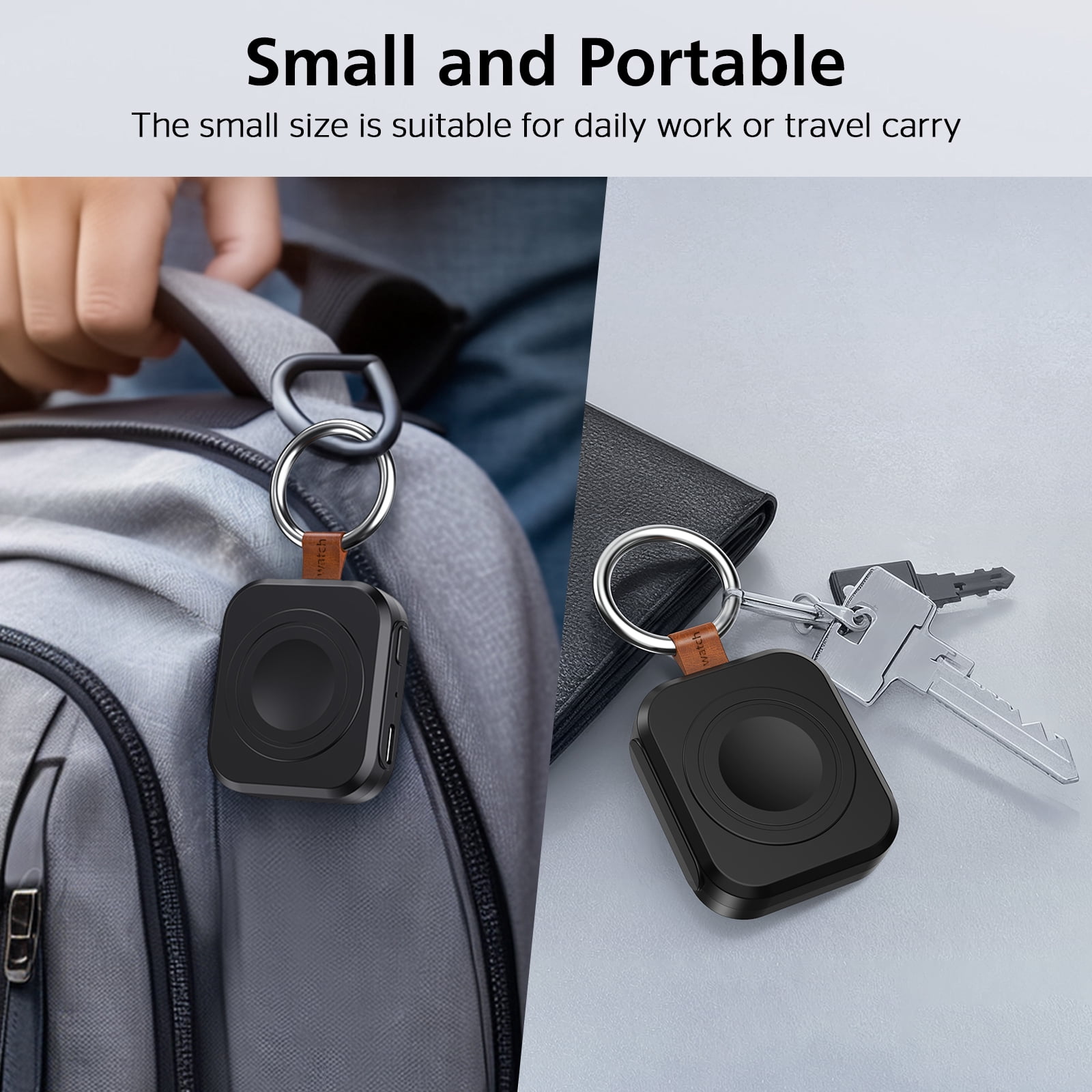MYXON Apple Watch Charger, 1200mAh Wireless Portable Keychain Charger, Compatible with Series 11/10/9/8/7/SE/Ultra/Ultra 2/Ultra 3, Type-C & Usb
