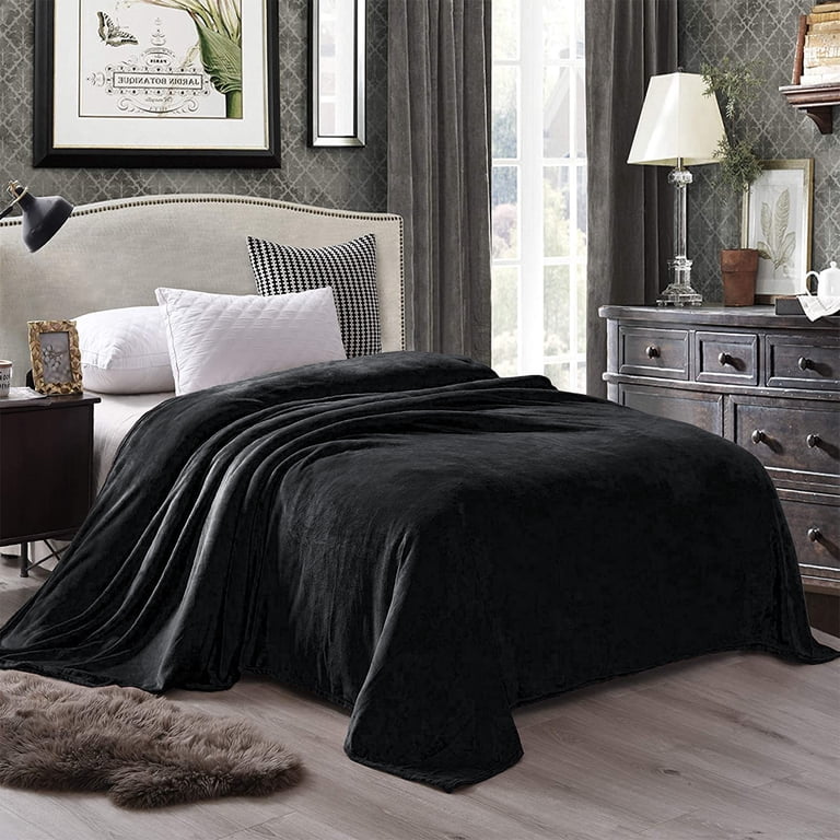 Exclusivo Mezcla King Flannel Fleece Blanket, Black photo 5